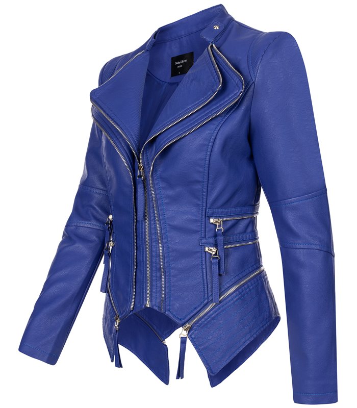 Damen Kunstleder Jacke Biker-Style D-305