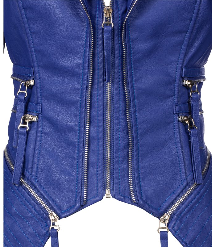 Damen Kunstleder Jacke Biker-Style D-305