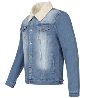 Rock Creek Herren Jeansjacke mit Teddyfellkragen H-217