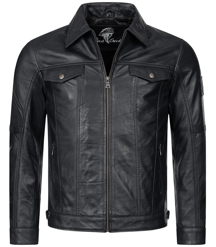 Rock Creek Herren Lederjacke Kentkragen H-296