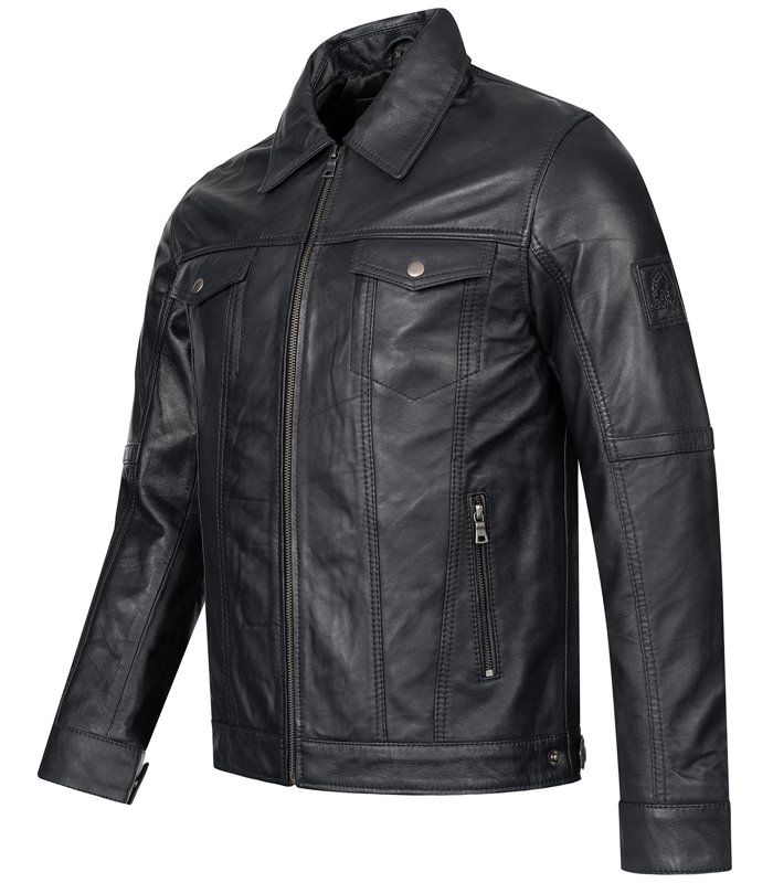 Rock Creek Herren Lederjacke Kentkragen H-296
