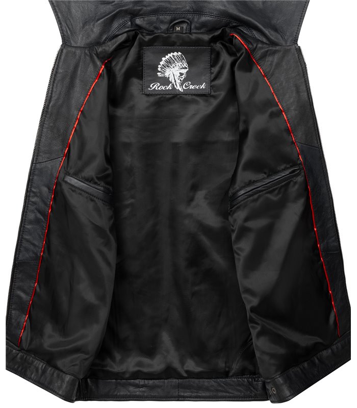 Rock Creek Herren Lederjacke Kentkragen H-296