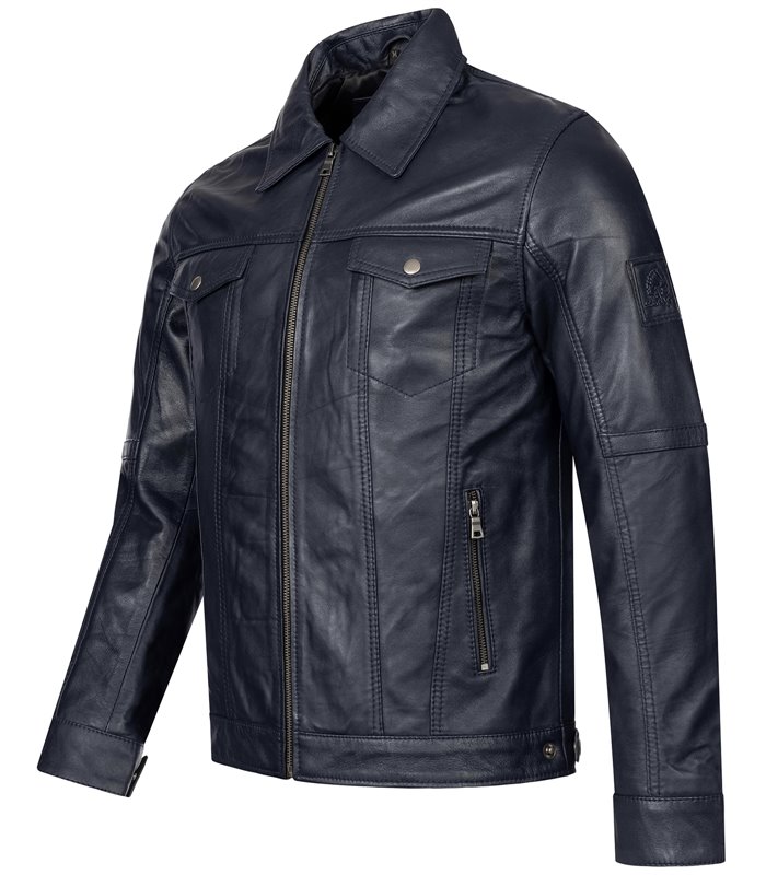 Rock Creek Herren Lederjacke Kentkragen H-296