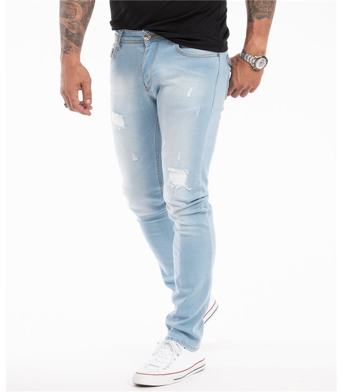 Rock Creek Herren Designer Jeans Slim Fit Hose Destroyed Look Denim W29-W40 M48