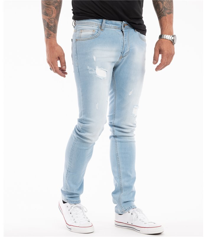 Rock Creek Herren Designer Jeans Slim Fit Hose Destroyed Look Denim W29-W40 M48