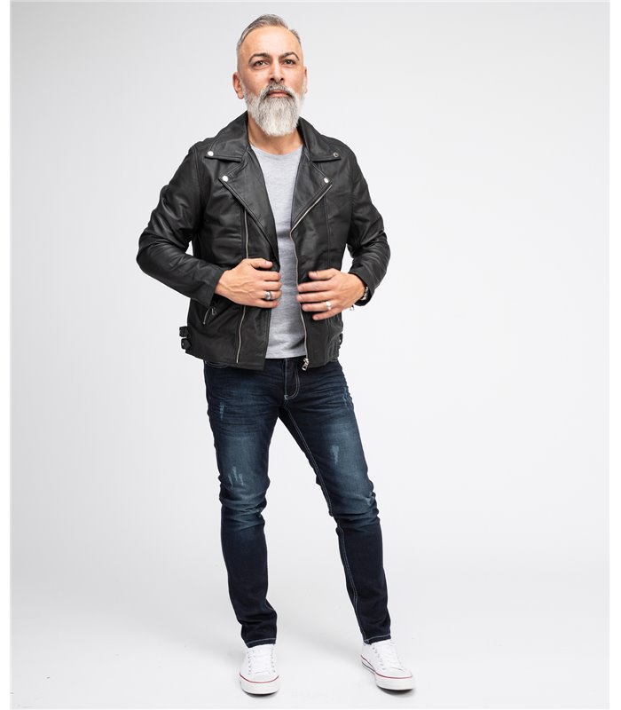 Rock Creek Herren Lederjacke Biker-Style H-182