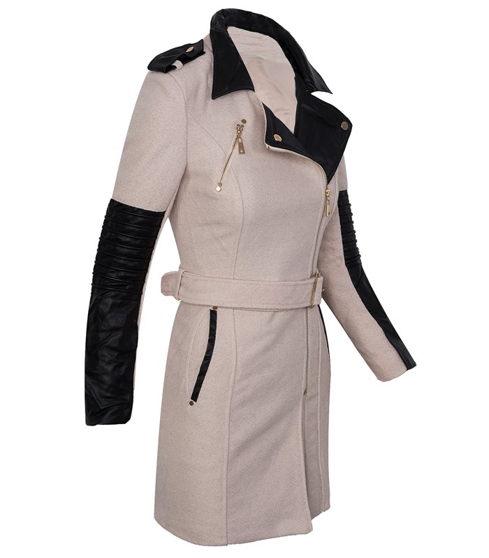 Eleganter Damen Mantel Wintermantel Damenjacke Schwarz Reverskragen