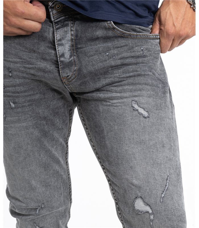 Rock Creek Herren Jeans Stretch Regular Slim Dunkelgrau RC-2107