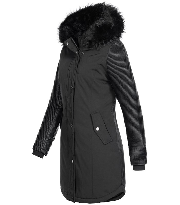 Damen Jacke Winterjacke Parka mit Kunstlederärmel D-347
