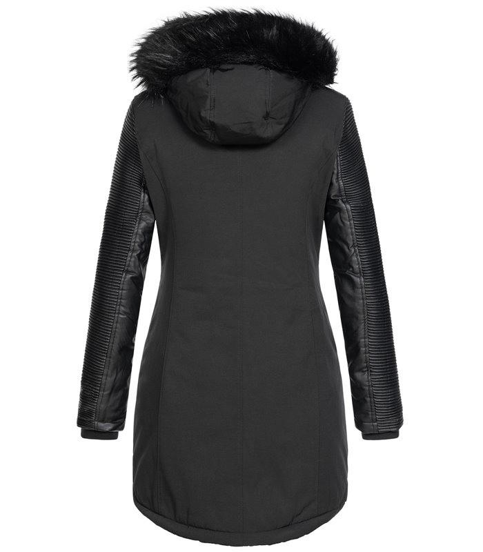 Damen Jacke Winterjacke Parka mit Kunstlederärmel D-347