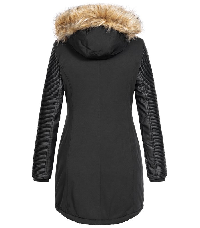 Damen Jacke Winterjacke Parka mit Kunstlederärmel D-347