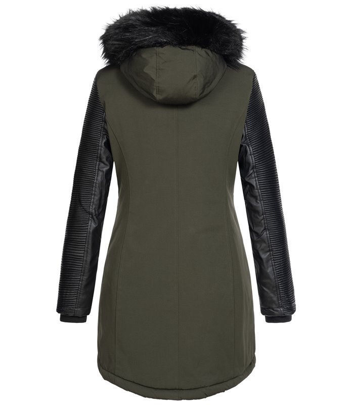 Damen Jacke Winterjacke Parka mit Kunstlederärmel D-347