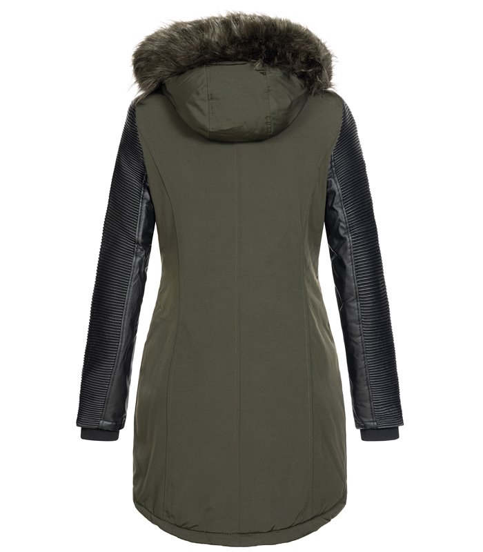 Damen Jacke Winterjacke Parka mit Kunstlederärmel D-347