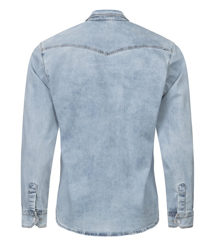 Rock Creek Herren Jeanshemd Kentkragen Hellblau H-322