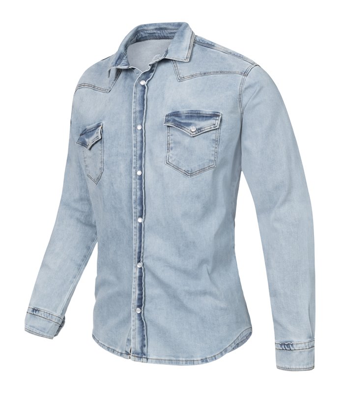 Rock Creek Herren Jeanshemd Kentkragen Hellblau H-322