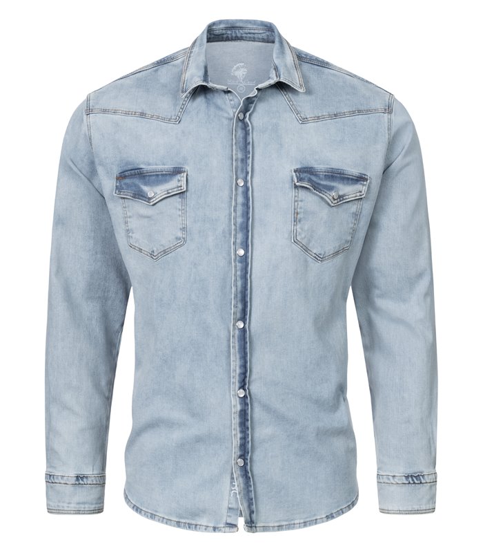 Rock Creek Herren Jeanshemd Kentkragen Hellblau H-322