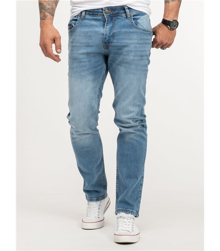Lorenzo Loren Herren Jeans Regular Fit Hellblau LL-4001