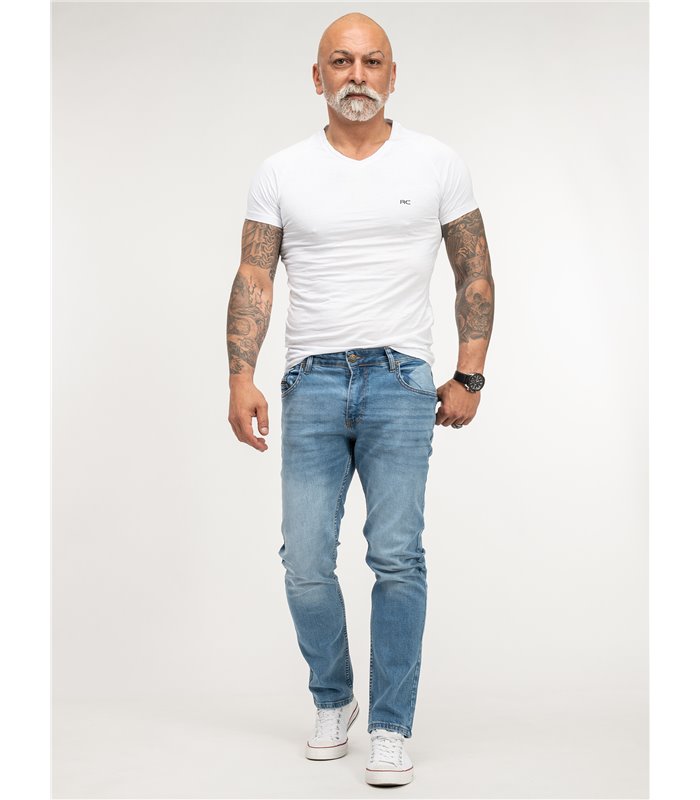 Lorenzo Loren Herren Jeans Regular Fit Hellblau LL-4001